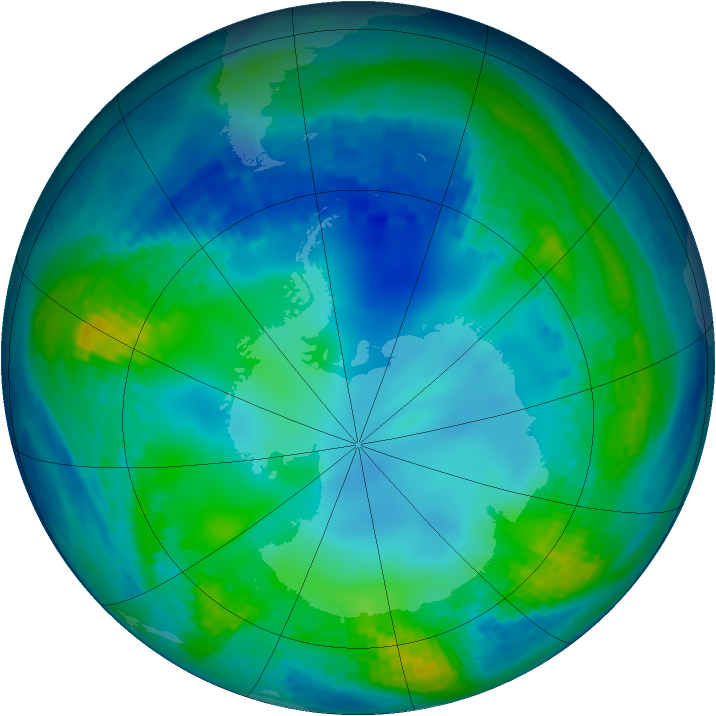 Antarctic ozone map for 21 May 2004